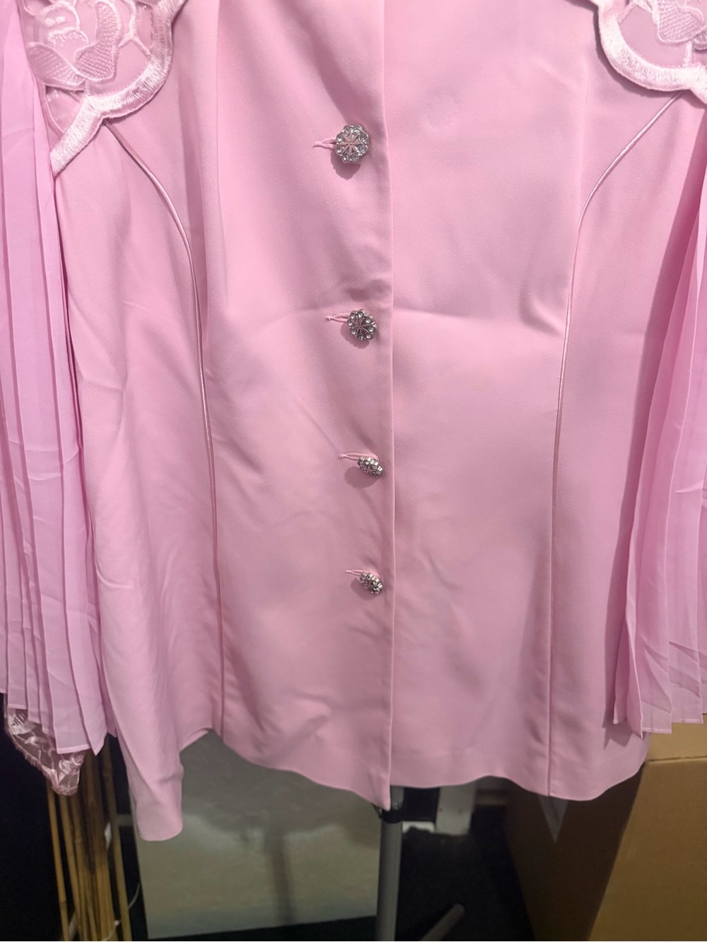 Donna Vinci Women Pink Pleated Flared Sleeves 2 pc Skirt Suit Set Sz 20 Church - Picture 9 of 14